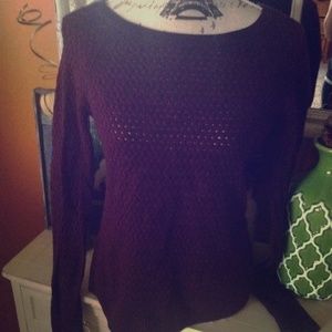 American Eagle Maroon Basket Weave Sweater Small